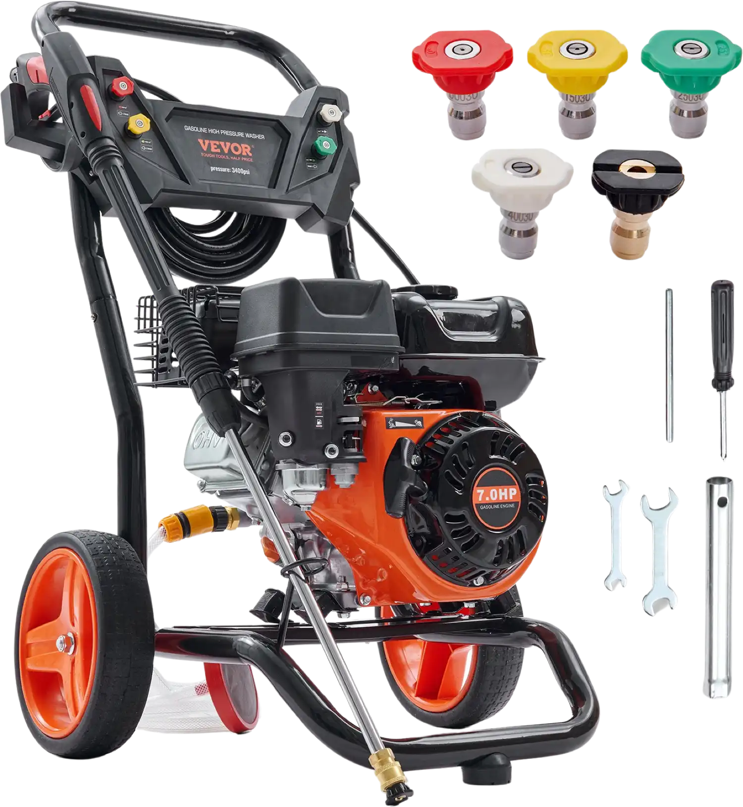 Vevor 3400 PSI Gas Pressure Washer 2.6 GPM with Aluminum Pump and 5 Quick Connect Nozzles New