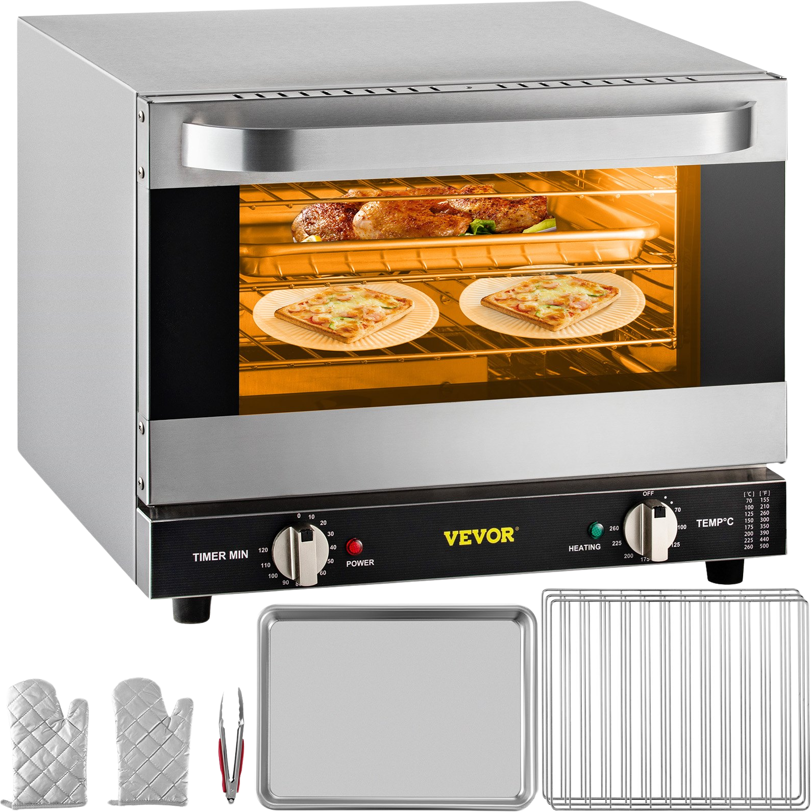 Vevor Commercial Convection Oven 0.74 Cu. Ft. 1440W Quarter-Size Oven 3-Tier 120V New