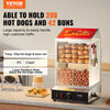 Vevor Hot Dog Steamer 39 Qt Commercial 2-Tier Electric Warmer with Sliding Glass Doors New