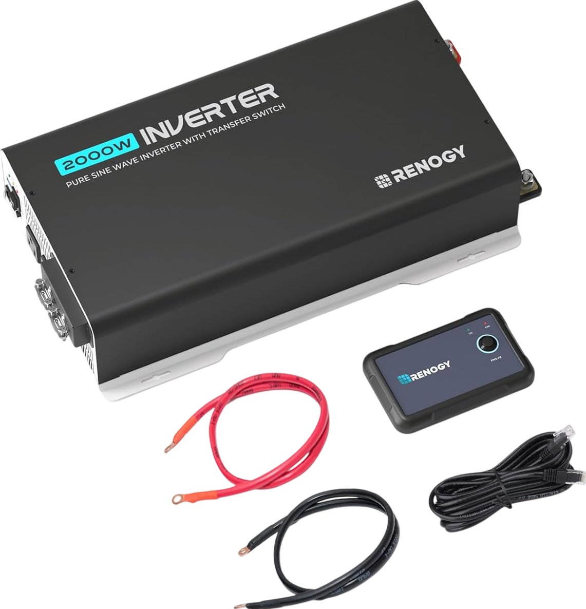 Renogy Inverter Pure Sine Wave 2000W 12V with UPS Transfer Switch and Built-In Bluetooth New