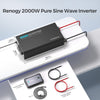 Renogy Inverter Pure Sine Wave 2000W 12V with UPS Transfer Switch and Built-In Bluetooth New