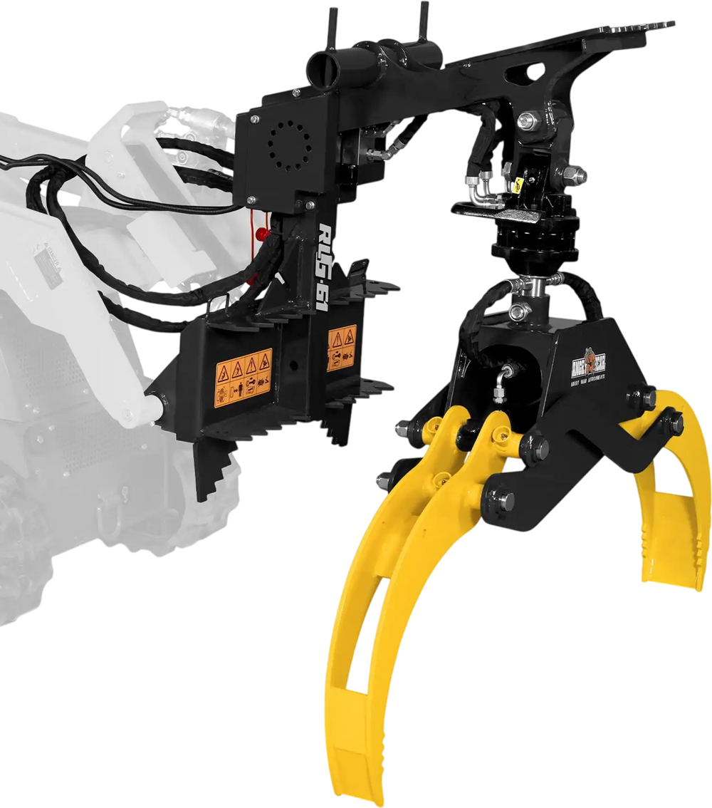 59" Multi-purpose Hydraulic Rotating Log Grapple For Mini Skid Steer, 1500lbs Lift Capacity, 360° Rotational Ability
