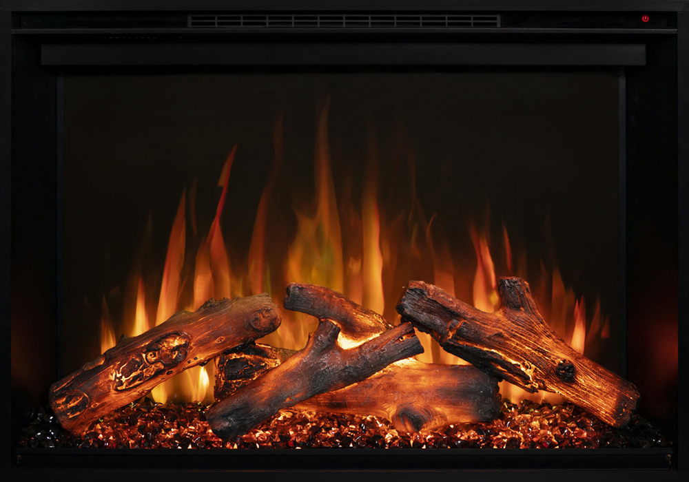 Modern Flames Redstone 36" Electric Fireplace with Hybrid-FXTM Flame Technology and Black Glassface RS-3626 New