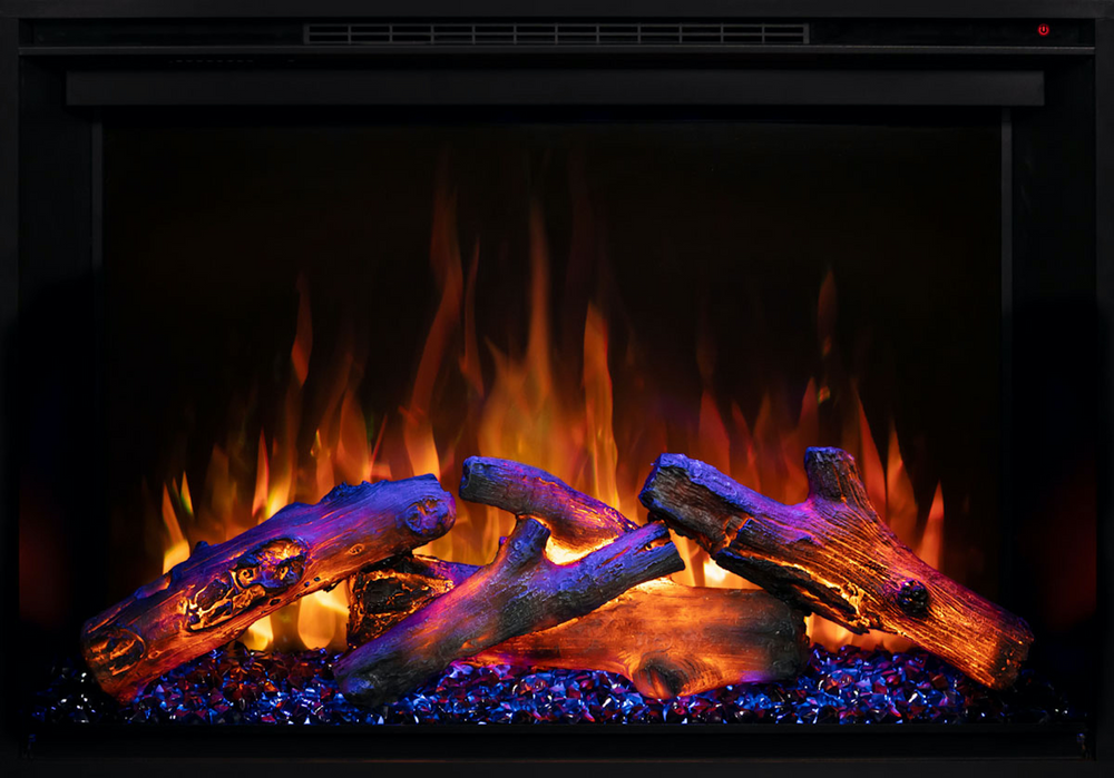 Modern Flames Redstone 36" Electric Fireplace with Hybrid-FXTM Flame Technology and Black Glassface RS-3626 New