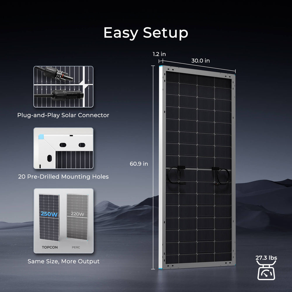 Renogy RSP250DCT Solar Panel 16BB N-Type 250W Bifacial New