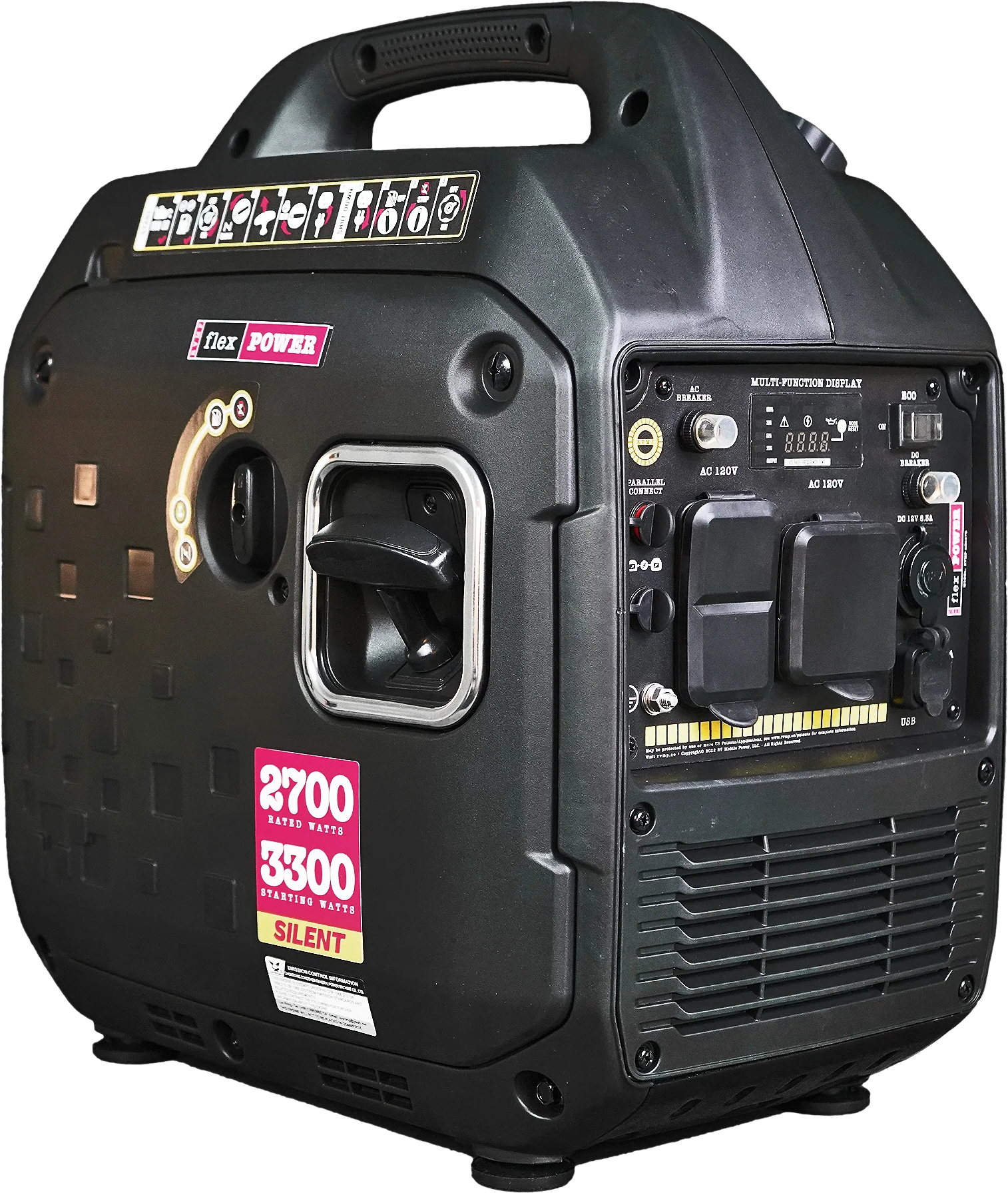 RVMP Flex Power 3300i Inverter Generator 2700W/3300W Low THD RV and Parallel Ready Gas New