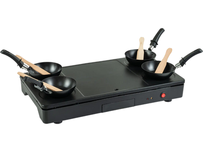 Costway 1000W Electric Grill Griddle Raclette Set w/ 4 Nonstick Woks Wooden Spatulas 74058412 New