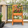 2-tier raised garden bed in orange with cylindrical planter boxes and trellis, perfect for balcony or patio gardening.
