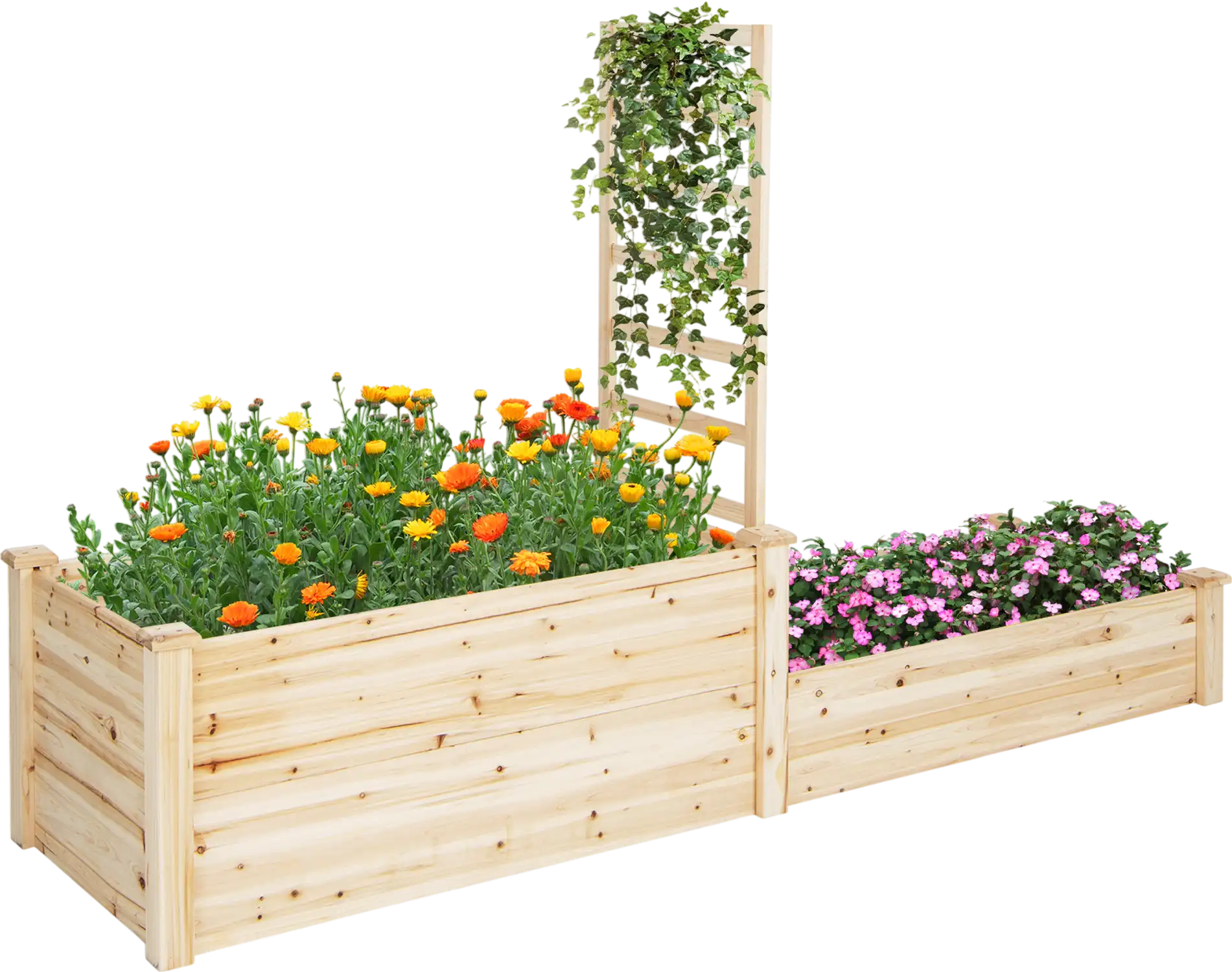 Costway Raised Garden Bed with Trellis 36719584 New