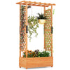 Raised garden bed with arch trellis made of fir wood, featuring a planter box and space for hanging plants.