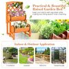 2-tier raised garden bed with cylindrical planter boxes and trellis, crafted from sturdy fir wood for outdoor use.