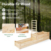 Raised garden bed with trellis made of durable fir wood, featuring natural wood grain and two large planter boxes for.