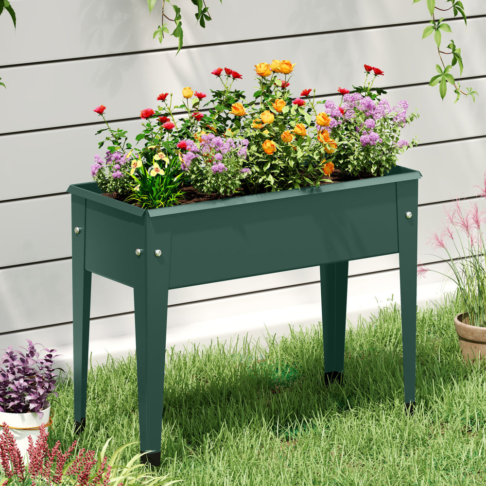 Raised Garden Bed Elevated Metal Gardening Box with Legs-Green - Gallery View 1 of 10