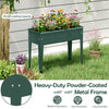 Elevated green metal gardening box with legs, featuring a 44 lbs capacity, weather resistance, and easy assembly for.