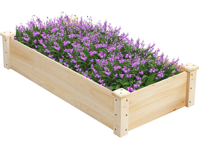 Costway Raised Fir Wood Garden Planter Bed Square 25817693 New