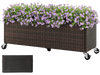 Raised Garden Bed PE Rattan Wicker Patio Planter Box with Wheels and Liner