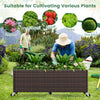 Raised garden bed made of PE rattan with wheels, ideal for cultivating flowers, vegetables, and shrubs in outdoor.