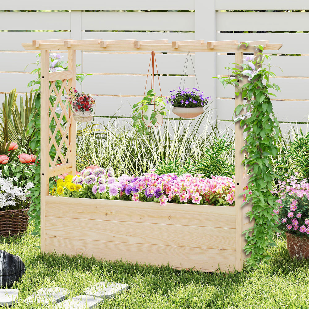 Raised Garden Bed Wooden Elevated Planter Box with Hanging Roof-L - Gallery View 1 of 10