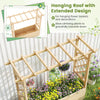 Raised garden bed with hanging roof and trellis, made of robust pine wood, perfect for climbing plants and flower.