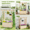 Wooden elevated planter box with hanging roof and trellises, perfect for gardens, patios, and balconies.