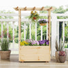 Wooden elevated planter box with hanging roof, made of pine, ideal for cultivating plants on patios or balconies.