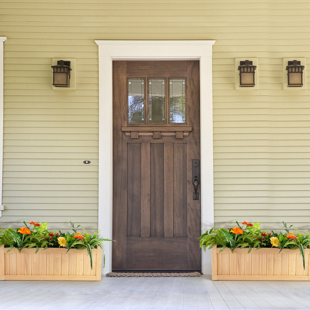 Folding wooden raised garden bed with removable bottom, ideal for growing herbs, fruits, and flowers on patios or decks.