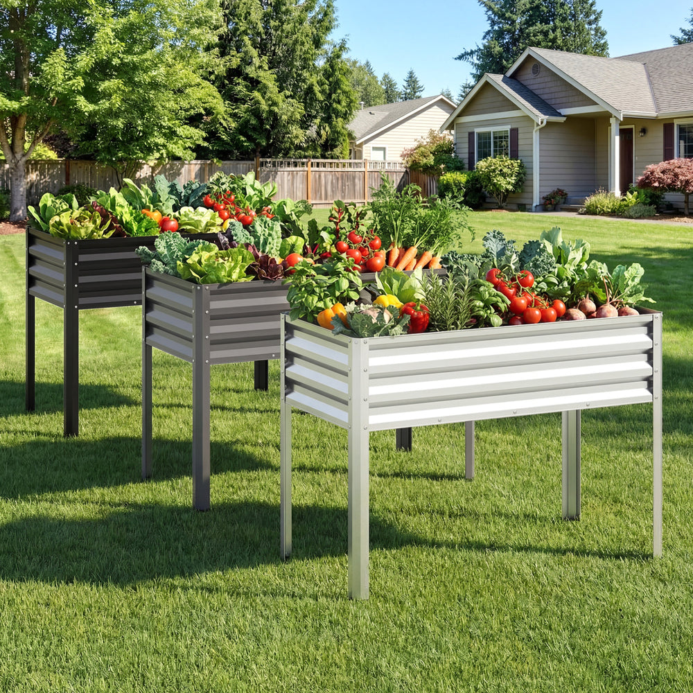 Raised Garden Bed with Legs Electro-Coating Metal Large Elevated Planter Box-Grey - Gallery View 1 of 10