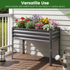 Large elevated planter box in grey, featuring a 32" height for comfortable gardening and drainage holes for healthy.