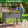 Raised garden bed with legs in grey, 32" height for comfortable gardening, ideal for flowers and veggies.
