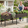 Elevated raised garden bed in patio-brown with removable liners, perfect for growing vegetables and herbs outdoors.