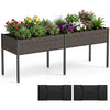 Elevated raised garden bed with legs, made of PE rattan, ideal for planting vegetables and herbs on patios or balconies.