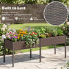 Elevated raised garden bed in patio-brown with removable liner, ideal for growing vegetables and herbs outdoors.
