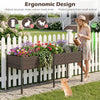 Elevated brown raised garden bed with legs and removable liner, ideal for planting vegetables and herbs in outdoor spaces.