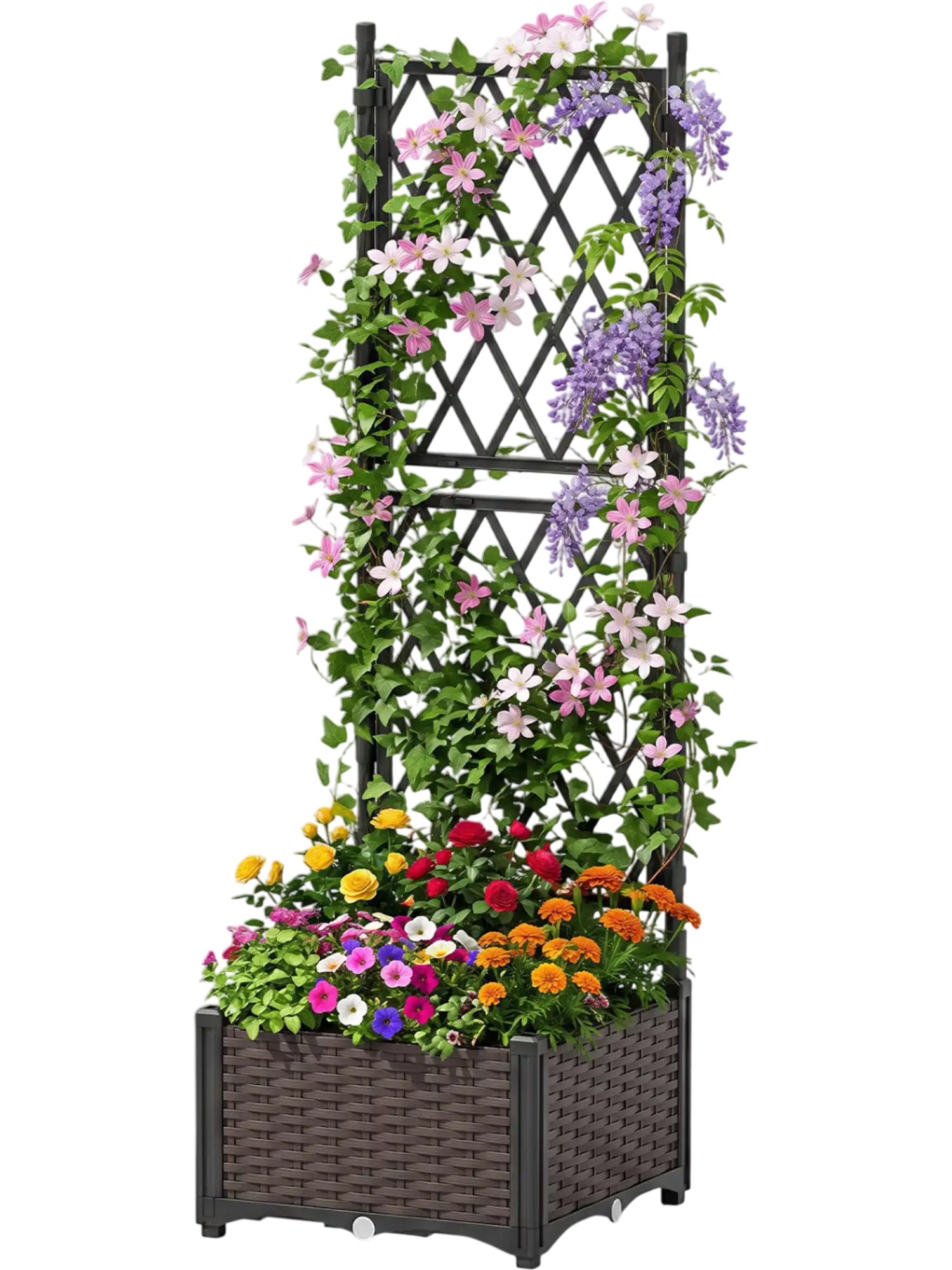 Costway Raised Garden Bed Lattice Trellis Self-Watering Vertical Planter 36292983 New