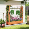 Raised garden bed with arch trellis and hanging roof, crafted from fir wood, perfect for climbing plants and flowers.