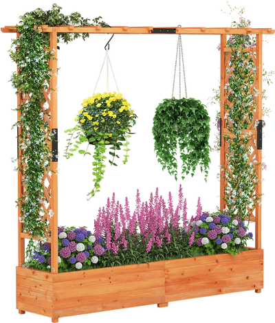 Costway Raised Garden Bed Arch Trellis Hanging Roof 897624351 New