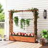 Raised garden bed with arch trellis and hanging roof, crafted from fir wood, ideal for climbing plants and flowers.
