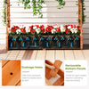 Raised garden bed with arch trellis in natural fir wood, featuring drainage holes and removable bottom panels for plant.