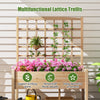 Raised garden bed with lattice trellis, made of fir wood, ideal for climbing plants and vibrant flowers, for outdoor.