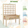 Raised garden bed with lattice trellis, made of fir wood, ideal for flowers and vegetables, features drainage holes.