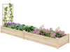 Raised garden bed with trellis in natural fir wood, featuring two compartments for diverse plant growth and easy.
