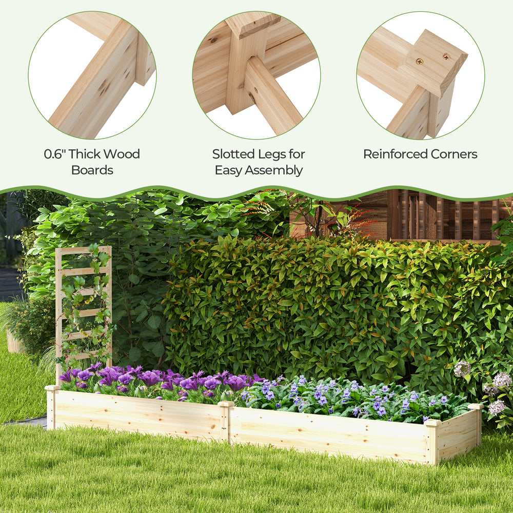 Raised garden bed with trellis made of natural fir wood, featuring reinforced corners and slotted legs for easy.