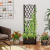 Raised garden bed with trellis planter box in brown, ideal for climbing plants and enhancing garden aesthetics.