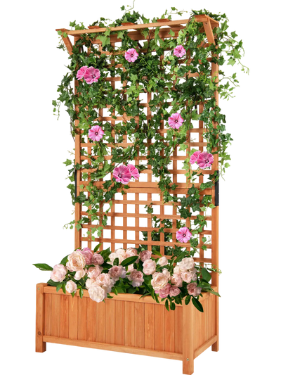 Costway Raised Garden Bed w/ Trellis Hanging Roof 21496875 New