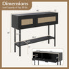 Detailed dimension chart for the Rattan Console Table, highlighting the 40" width and 90 lbs load capacity for.