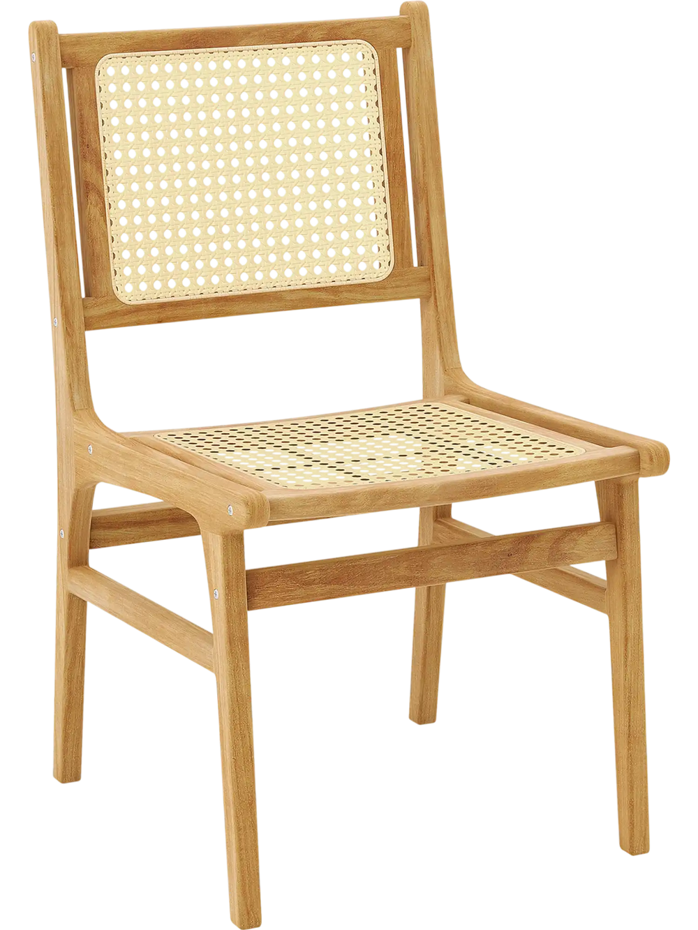 Rattan Dining Chair with Natural Cane Woven Backrest and Teak Wood Frame