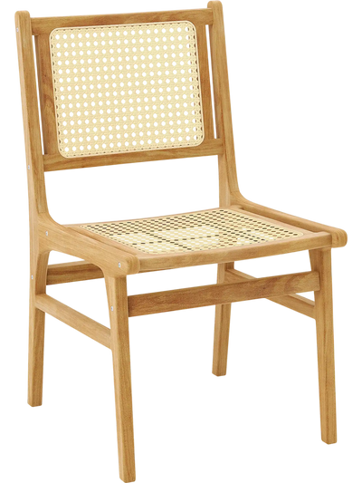 Costway Rattan Dining Chair Natural Cane Woven Back Teak Wood Frame 12879536 New