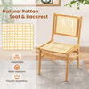 Rattan dining chair featuring a natural cane woven backrest and teak wood frame, ideal for stylish dining spaces.