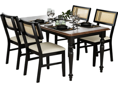 Costway Rattan Dining Chairs Set of 4 Upholstered Kitchen Chair Black 36198232 New