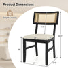 Rattan dining chair with padded seat, rubber wood legs, and breathable backrest, designed for comfort and style.